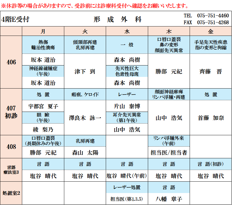 外来担当表